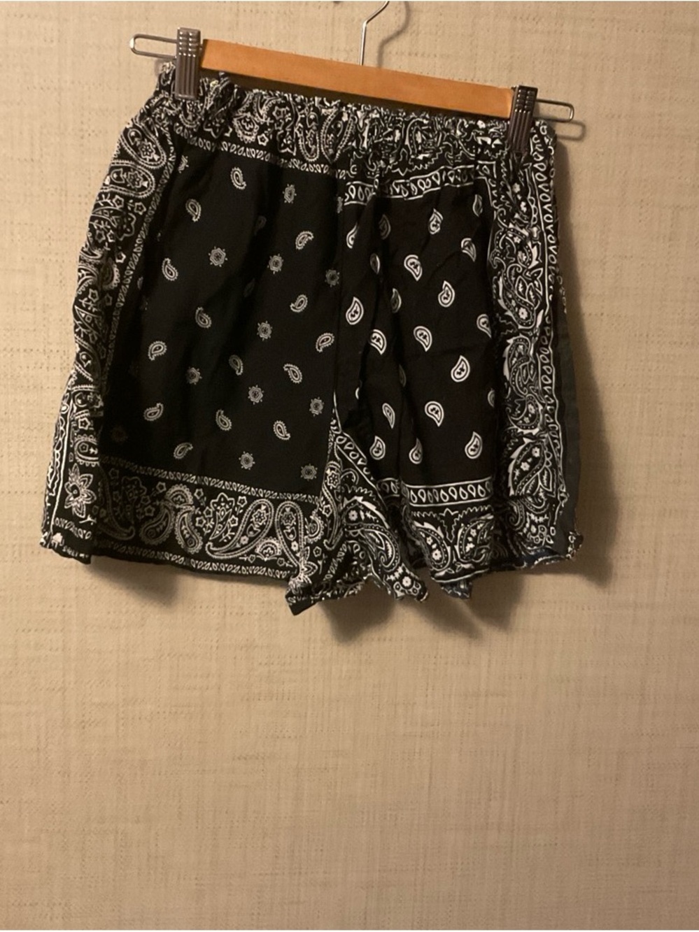 High-Waist Black Bandana Print Women’s Shorts